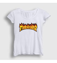 Presmono Kadın Sarı Logo V1 Thrasher T-Shirt 278198tt (Beyaz)