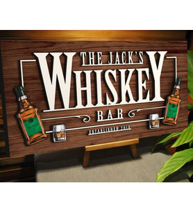 BK Gift Kişiye Özel Kabartma Tasarım Ahşap Bar Tabelası 61cm, Home Bar Tabela, Rustik Ev Dekorasyonu, Duvar Dekoru (Model 12)