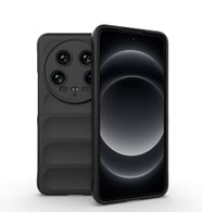 Xiaomi Mi 14 Ultra Kılıf Esnek TPU Oyuklu Arka Yüzey Tasarımlı Etnik Silikon Kılıf (Siyah)