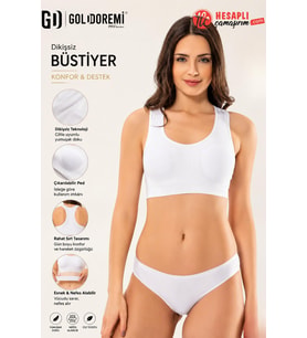 Gd Goldoremi 1213 Premium Seri Kadın Dikişsiz Arkası Çapraz Sporcu/Günlük Pedli Büstiyer Yarım Atlet