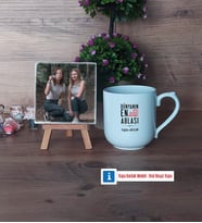 Ablaya Hediye Fotoğraflı Dekoratif Taş, Kupa Bardak Beyaz Hediye (Model 5)