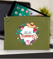 BK Gİft Yaz Temalı-4 Tablet Çantası 30x21cm(12 Renk Seçeneği), Ipad Çantası, Baskılı Tablet Kılıfı (Yeşil)