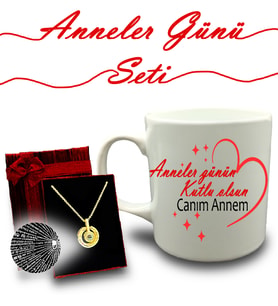 Anneler Gününe Özel Kupa & 100 Dilde Seni Seviyorum Kolye Hediye Seti (Model 2)