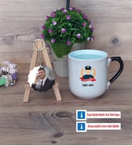 Erkek Polis Kupa Bardak Beyaz ve Fotoğraflı Ahşap Anahtarlık Hediye (Model 10)
