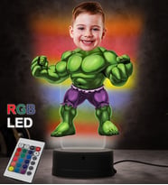 Doğum Günü Hediyesi,Sevgiliye Hediye, Kişiye Özel Fotoğraflı Hulk Karikatür 3D Led Lamba (RGB)