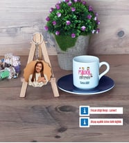 Psikoloji Öğretmeni Türk Kahvesi Fincanı Ahşap Altlıklı ve Fotoğraflı Ahşap Anahtarlık Hediye (Model 4)