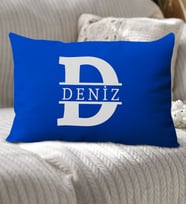 BK Gift Kişiye Özel Harfli Premium Kumaş Dikdörtgen Kırlent Yastık-1 (5 Farklı Renk Seçeneği), Arkadaşa Hediye, Ev Hediyesi, Doğum Günü Hediyesi (Saks Mavisi)