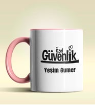 Kişiye Özel Özel Güvenlik Tasarımlı Turuncu Kupa Bardak (Pembe)