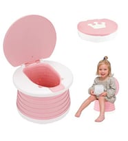 MooieBaby's Katlanabilir Çocuk Tuvaleti, Çok Fonksiyonlu Alıştırma Tuvaleti, Carry Potty , Taşınabilir Lazımlık (Pembe)