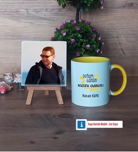 Doğum Günü Hediyesi Fotoğraflı Dekoratif Taş, Kupa Bardak Beyaz Hediye (Model 7)