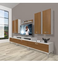 Decoraktiv Ekoflex 8d Slm Krom Ayaklı Tv Ünitesi Tv Sehpası (Beyaz - Ceviz)