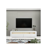 Batı Led Işıklı, 2 Kapaklı Tv Ünitesi, Tv Sehpası (Beyaz)