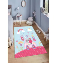 Dijital Baskılı Kaymaz Taban Yıkanabilir Kolay Temizlenir Modern Çocuk Odası Halısı NDÇ-HP-631 (Pembe)