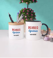 Rehber Öğretmeni Kupa Bardak Lacivert ve Kalemlik (Model 5)
