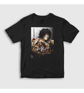 Presmono Unisex Çocuk Beyaz Ohma Tokita V3 Anime Kengan Ashura T-Shirt 318257tt (Siyah)
