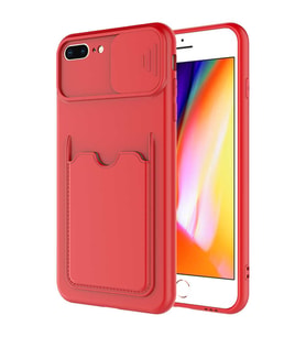 Apple iPhone 7 Plus Kılıf ?Zore Kartix Kartlık Bölmeli Kılıf (Kırmızı)