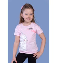 Toontoy Kız Çocuk Kuzu Baskılı Tişört (Açık Pembe)