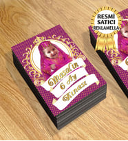 6 Ay Kınası Temalı Kişiye Özel Resimli Doğum Günü Magneti  8x6 Cm 10 Adet (Mor)
