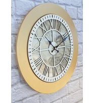 Markakanvas Mermer Desenli Altın(GOLD) Duvar Saati (Beyaz)