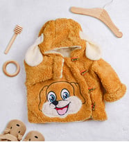 Sevimli Fil Figürlü Peluş Bebek Ceketi (Kahverengi Açık)