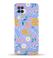 PrinfiFy Samsung Galaxy M12 Uyumlu Lansman Kılıf Çiçek Tasarımlı İçi Kadife Kapak (Lila)