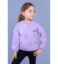 Toontoy Kız Çocuk Nakışlı Büzgü Detaylı Sweatshirt (Lila)