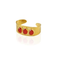 Kadir Jewellery 22 Ayar Altın Kaplama El İşçiliği Zirkon Taşlı Kadın Kelepçe Bilezik (Kırmızı)