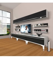 Decoraktiv Eko 8Y Mdf Silver Tv Ünitesi Tv Sehpası (Siyah - Beyaz)