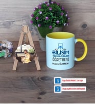 Bilişim Teknolojileri Öğretmeni Kupa Bardak Beyaz ve Fotoğraflı Ahşap Anahtarlık Hediye Öğretmenler Günü Hediyesi (Model 7)