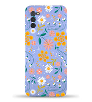PrinfiFy Samsung Galaxy A02s Uyumlu Lansman Kılıf Çiçek Tasarımlı İçi Kadife Kapak (Lila)