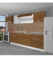 Decoraktiv Prestij 280 MDF Hazır Mutfak Dolabı - Tezgah Dahil - Parlak Beyaz (Ceviz)