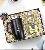 Kişiye Özel Özel Kulplu 280 ML Çelik Termos & Eyüp Sabri Tuncer Tıraş Kolonyası Hediye Seti (Siyah)