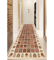 Dijital Baskılı Kaymaz Taban Yıkanabilir Modern Yolluk Ve Koridor Halısı NDU-HT-645 (Krem)