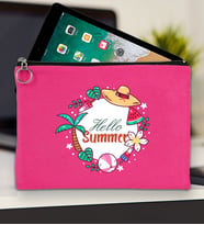 BK Gİft Yaz Temalı-4 Tablet Çantası 30x21cm(12 Renk Seçeneği), Ipad Çantası, Baskılı Tablet Kılıfı (Fuşya)