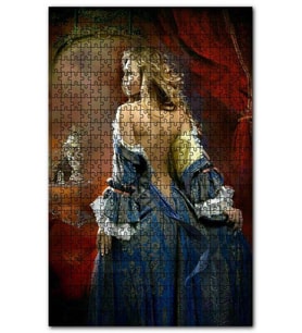 Cakapuzzle Derin Sırt Dekolteli Lacivert Elbiseli Kadın Puzzle Yapboz MDF(Ahşap) (1000 Parça)