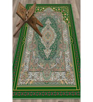 EVDEYA Dijital Baskılı Yıkanabilir Klasik Namazlık Seccade 70x130, SECCADE-32-BEYAZ, (Yeşil)