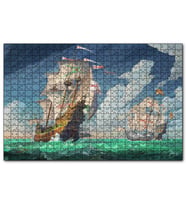 Cakapuzzle Haçlı Gemileri Dalgalı Deniz ve Bulutlu Gökler  Puzzle Yapboz MDF (Ahşap) (500 Parça)