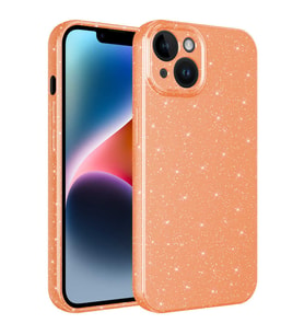 Apple iPhone 14 Kılıf Kamera Korumalı Simli Lüks Zore Koton Kılıf (Turuncu)