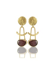 Kadir Jewellery 22 Ayar Altın Kaplama Vintage Küpe -El İşçiliği Ve Hipoalerjenik Küpe (Bordo)