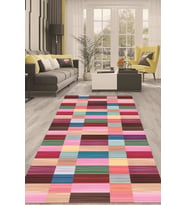 Dijital Kaymaz Taban Yıkanabilir Modern Renkli Salon Halısı Mutfak Halısı Yolluk ND-HT-1334 (Pembe)