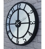 Markakanvas Metal  AYNALI Duvar Saati  ( Çap 50 cm -Çap 80 cm ) (Siyah)