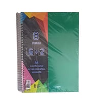 6+2 Ayraçlı Defter 8 Konulu 200 Yaprak 1 Adet 6 Kareli 2 Çizgili Spralli Plastik Kapak Seperatörlü (Yeşil)