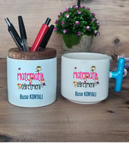 Matematik Öğretmeni Hediye Sepeti Kupa Bardak T Kulplu, Kalemlik Hediyeleri Öğretmenler Günü Hediyesi (Model 3)
