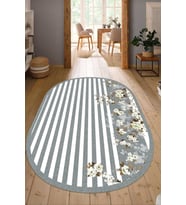 Dijital Baskılı Kaymaz Taban Yıkanabilir Oval Salon Halısı Mutfak Halısı Yolluk NDO-HT-170 (Gri)