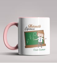 Kişiye Özel Matematik Öğretmeni Tasarımlı Siyah Renk Kupa 9 (Pembe)