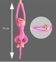 Peluş Maymun, Elleri Yapışabilen Uyku ve Oyun Arkadaşı -70 cm (Pembe)