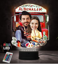 Doğum Günü Hediyesi,Sevgiliye Hediye, Kişiye Özel Fotoğraflı Al Yazmalım Karikatür 3D Led Lamba (RGB)