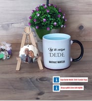 Dedeye Hediye Kupa Bardak Beyaz ve Fotoğraflı Ahşap Anahtarlık Hediye (Model 9)