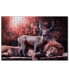 Cakapuzzle  Aslan ve Geyik Rüya Gibi  Puzzle Yapboz MDF (Ahşap) (500 Parça)