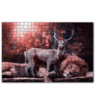 Cakapuzzle  Aslan ve Geyik Rüya Gibi  Puzzle Yapboz MDF (Ahşap) (500 Parça)